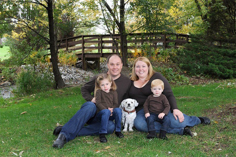 family portrait with dog