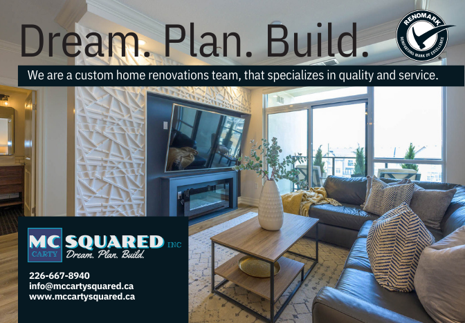 An advertisement for mc squared shows a living room