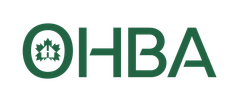 The dark green OHBA logo features the letter 'O' containing a house-shaped silhouette framed by a stylized maple leaf.