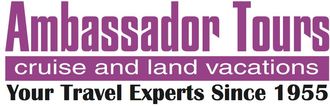 The logo for ambassador tours cruise and land vacations