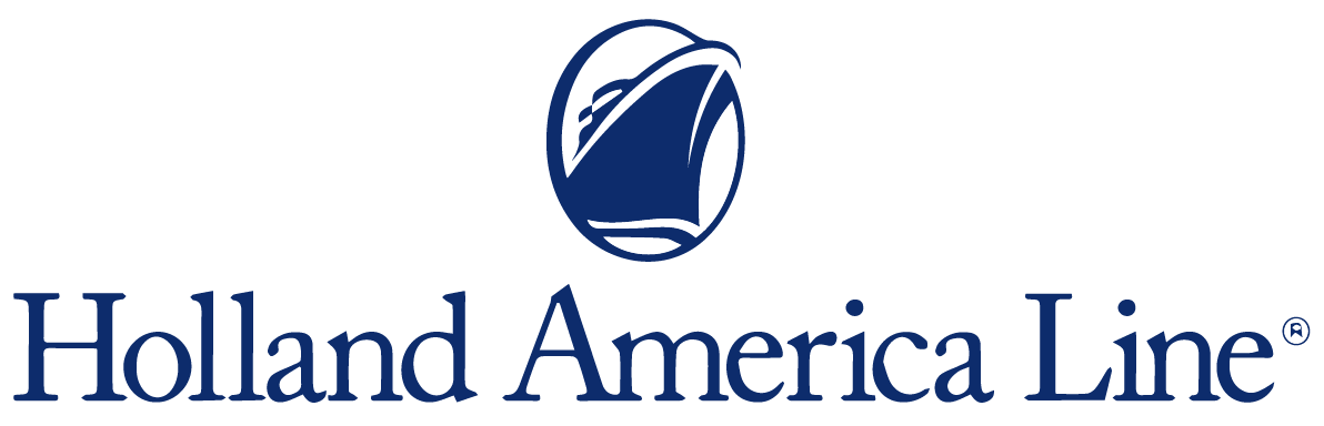 A logo for holland america line with a boat in the middle