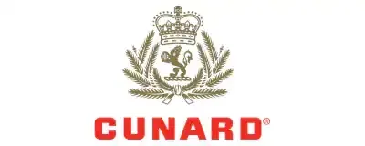 The cunard logo has a lion and a crown on it.