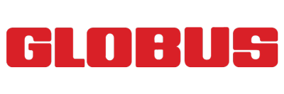 The word globus is written in red letters on a white background.