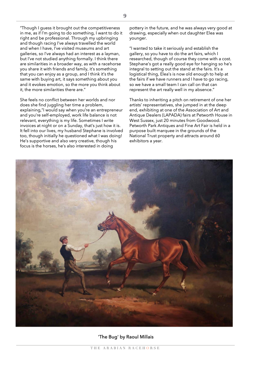 A painting of a man leading a horse in a field.