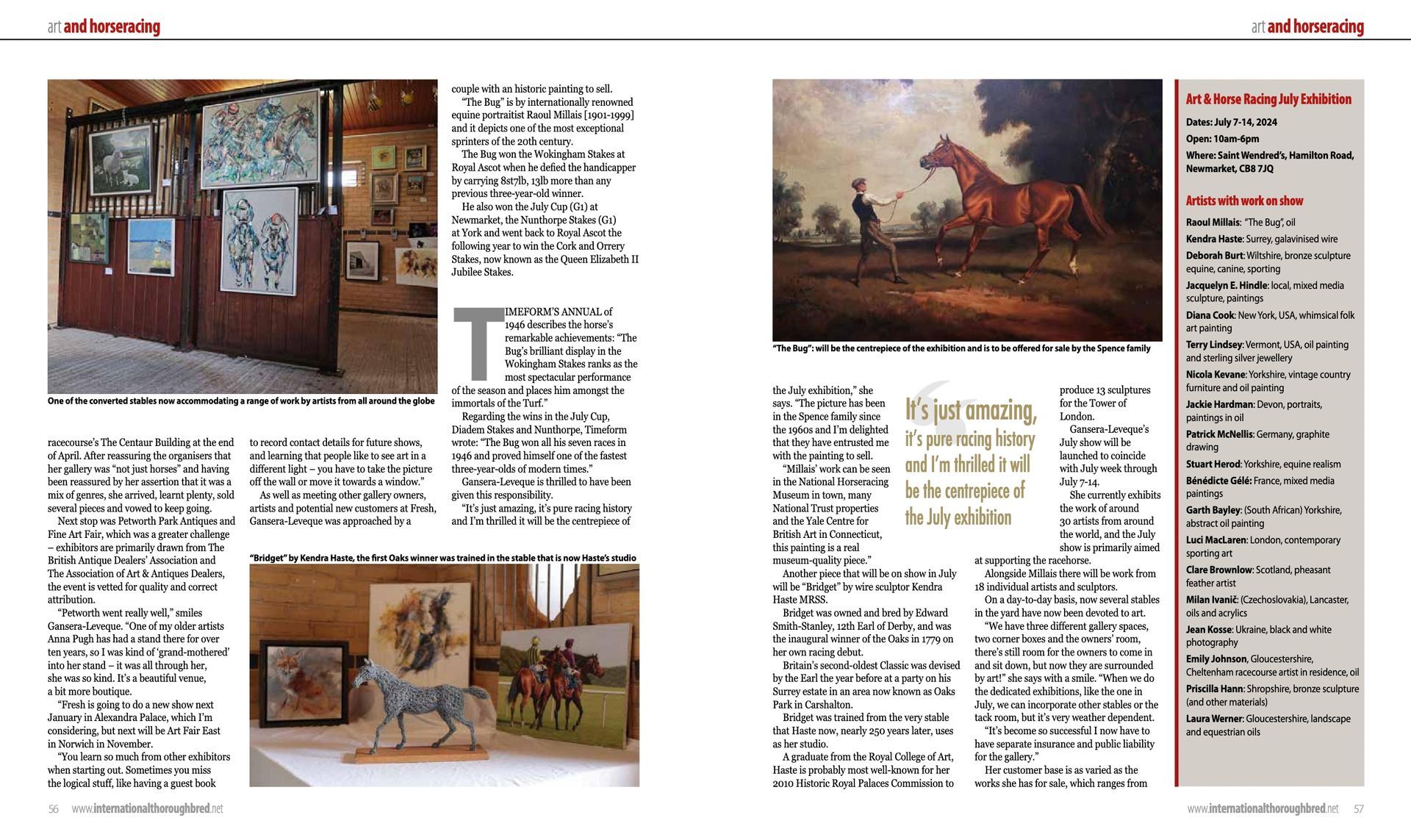 A page of a magazine with a picture of a horse on it