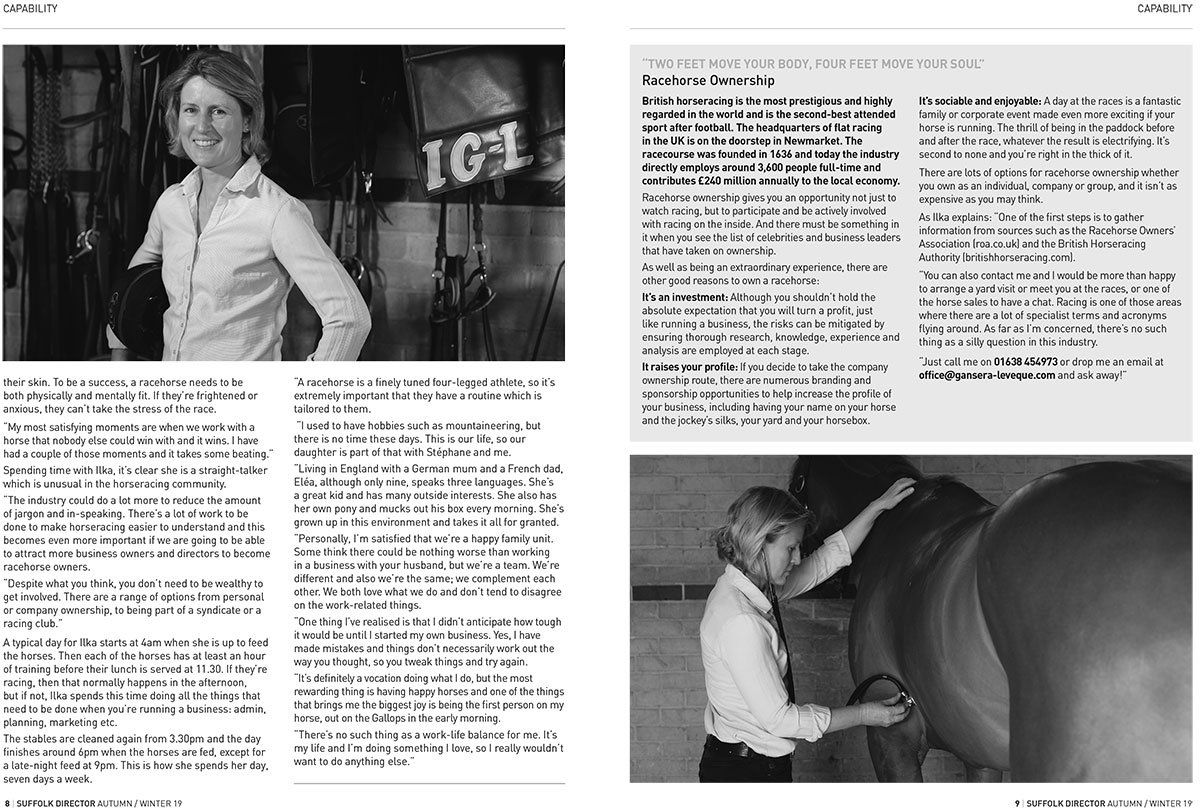 A black and white photo of a woman standing in front of a sign that says ice.