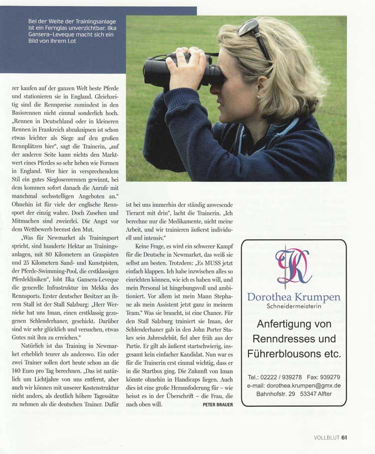 A woman is looking through binoculars in a magazine.