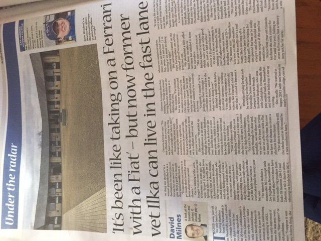 A newspaper article about taking on a ferrari