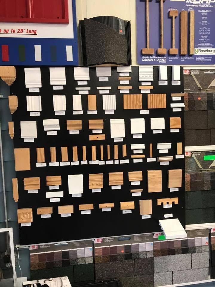 A display of different types of wood in a store
