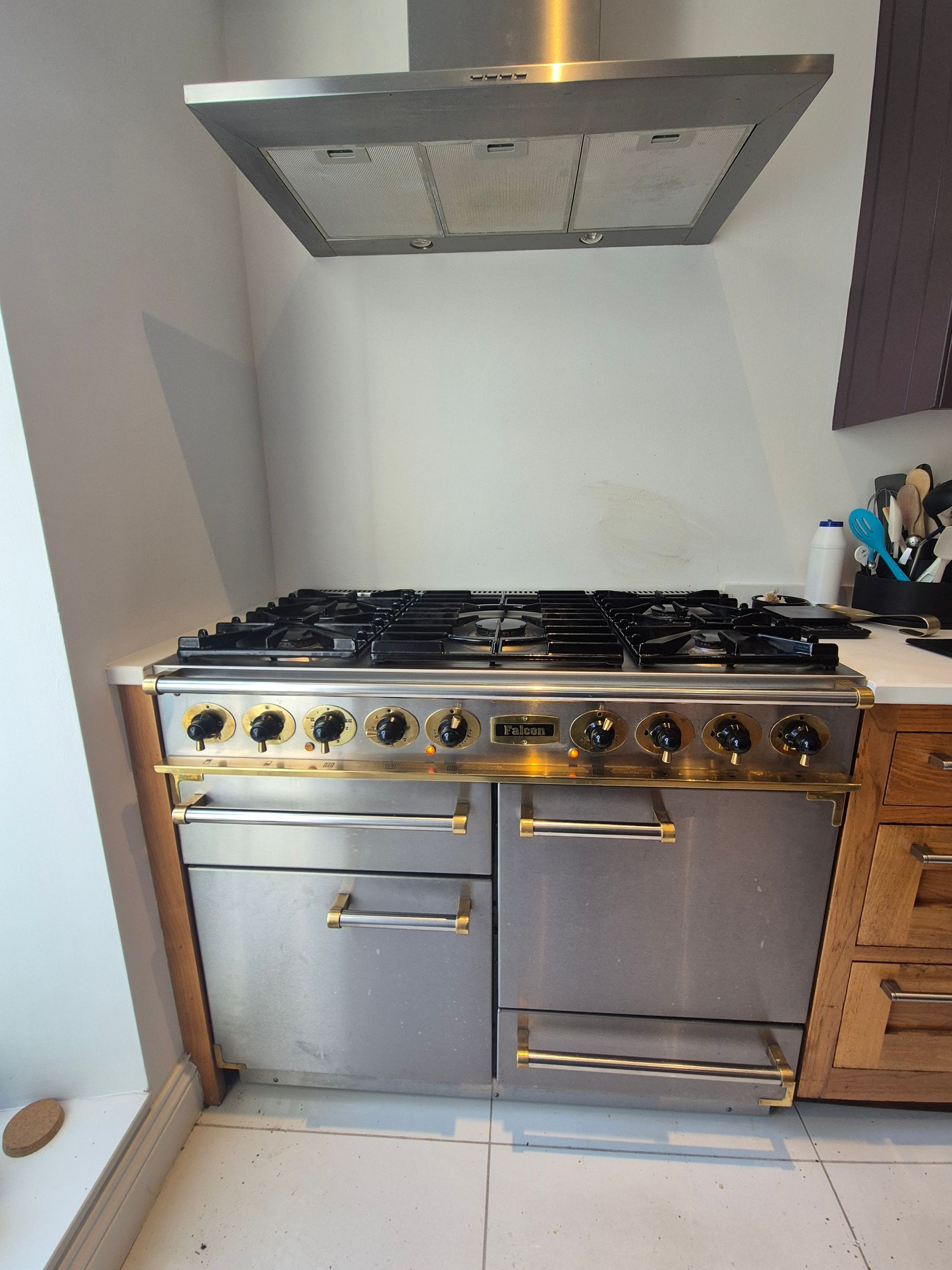A Falcon 1092 range cooker repaired in a kitchen in Manchester