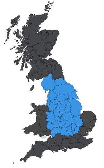 A black and blue map of the united kingdom