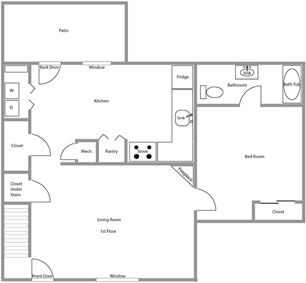 Laguna Point 3 bedroom 3.5 bathroom - 1st Floor Floor Plan