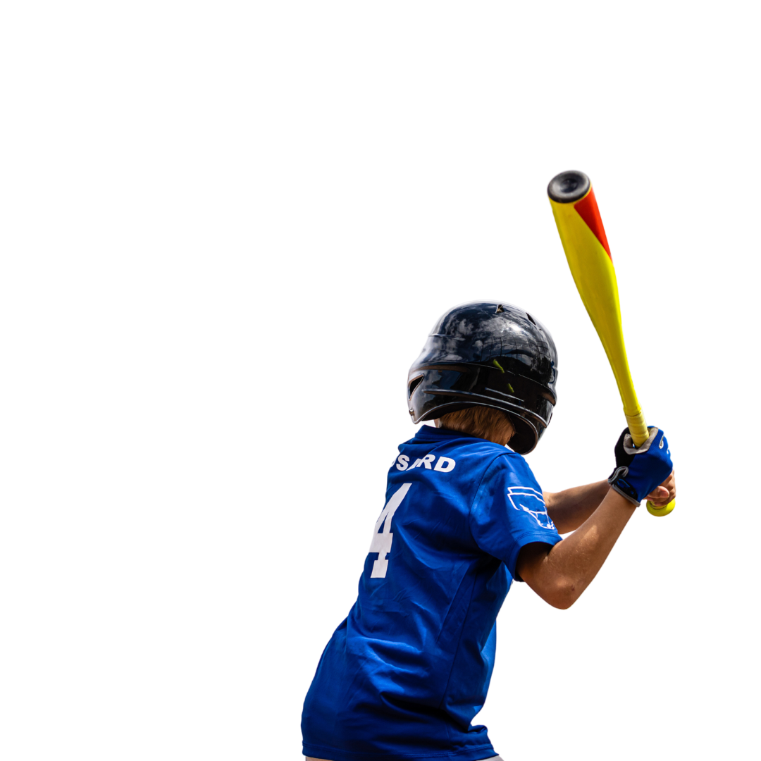a young boy in a blue shirt with the number 4 on the back is swinging a baseball bat