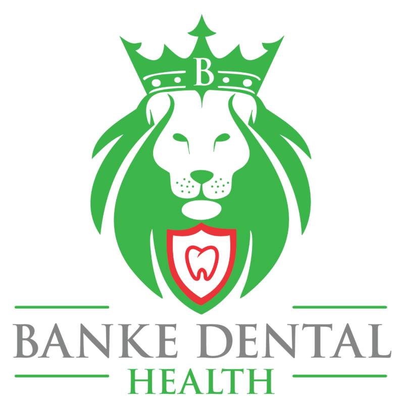Logo for Banke Dental Health: a green lion with a crown, a dental shield, and the company name.