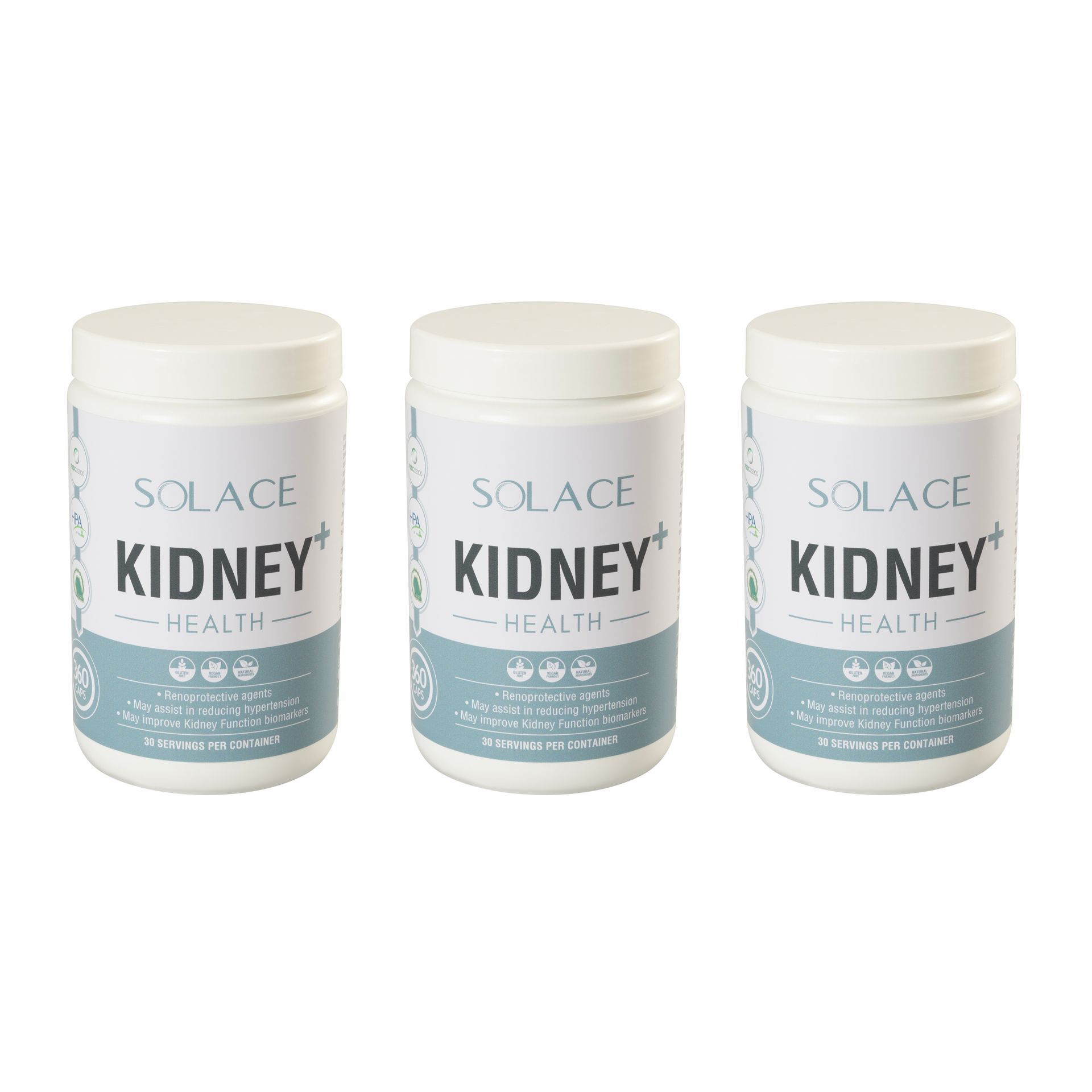 3 bottles of solace kidney plus product