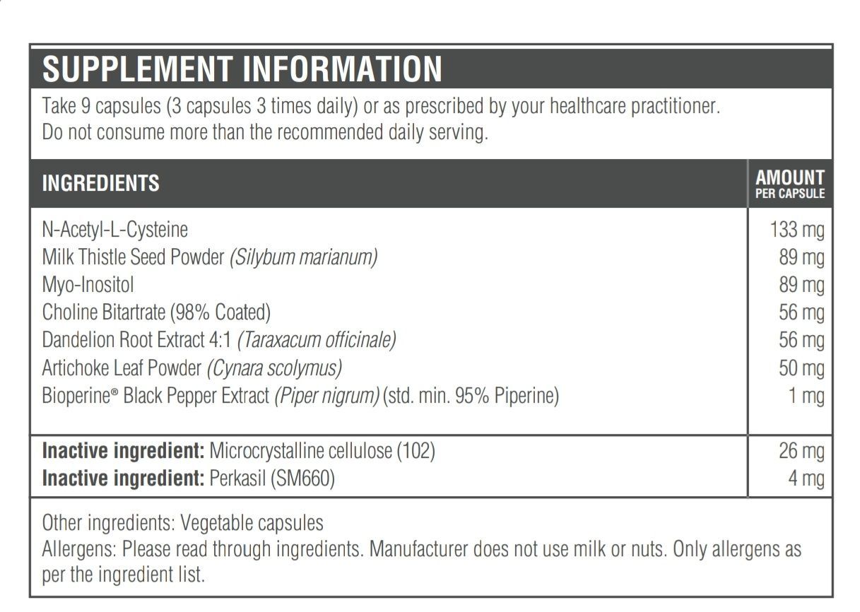 A black and white supplement information label for a product