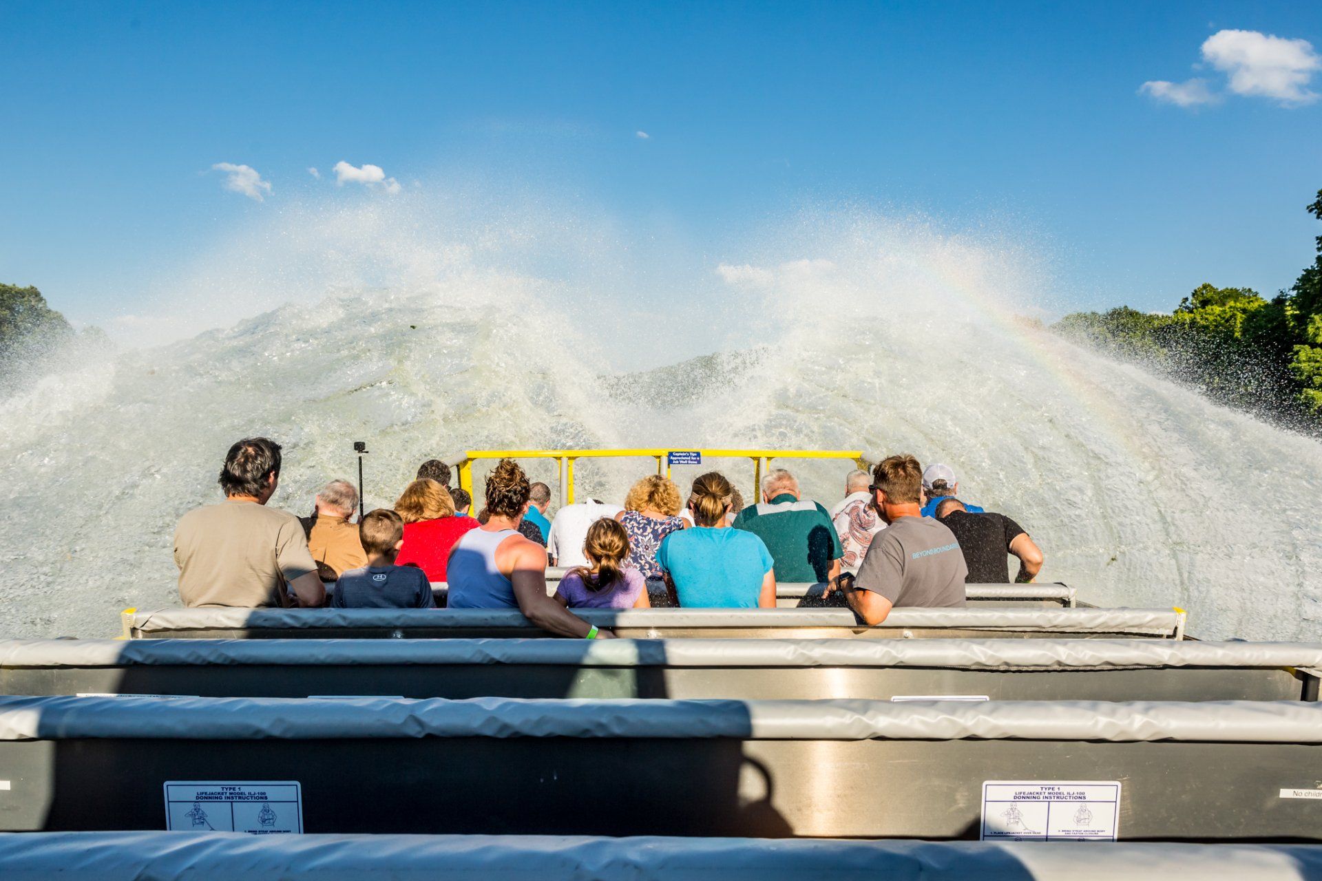 Back of people's heads in a Branson Jet Boat
