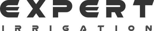 A black and white logo for expert irrigation