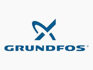 The logo for grundfos is a blue x on a white background.