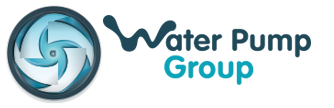A logo for water pump group with a picture of a water pump