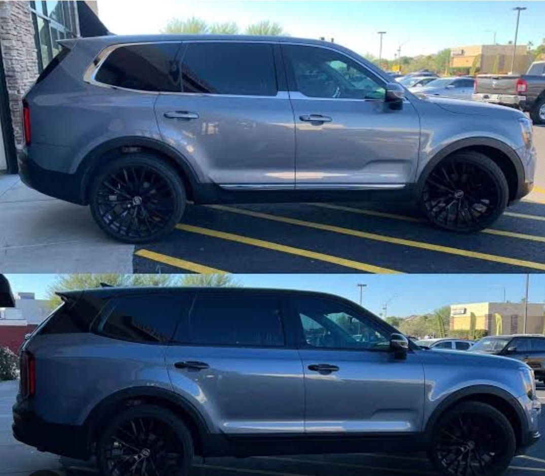 Two Pictures of a Gray SUVParked in a Parking Lot — On Point Detailing Wagga in East Wagga Wagga, NSW