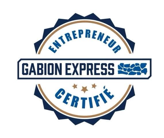 Un logo pour gabion express est affiché sur un fond blanc
