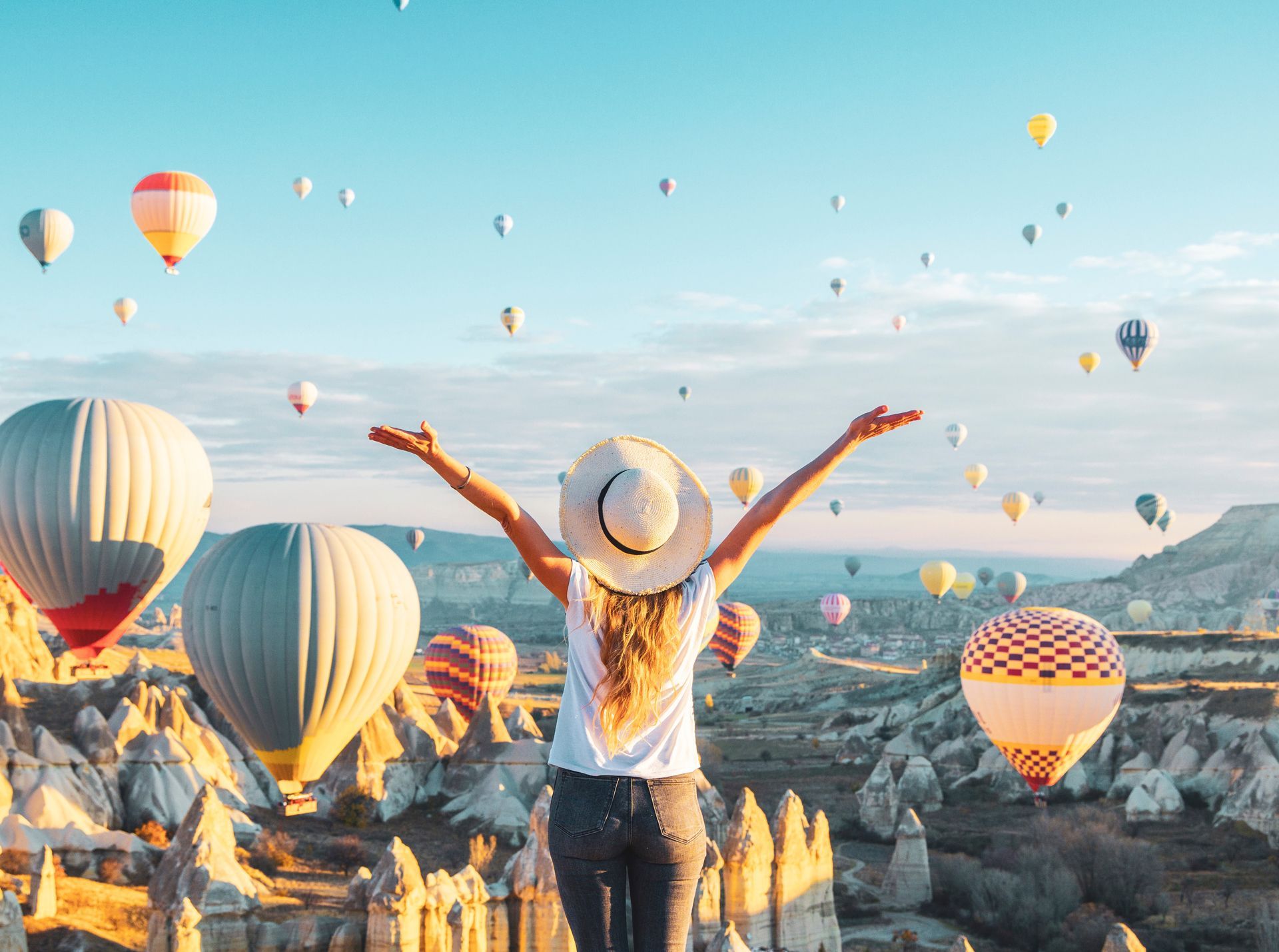 Happy Woman During Hot Air Balloon Festival