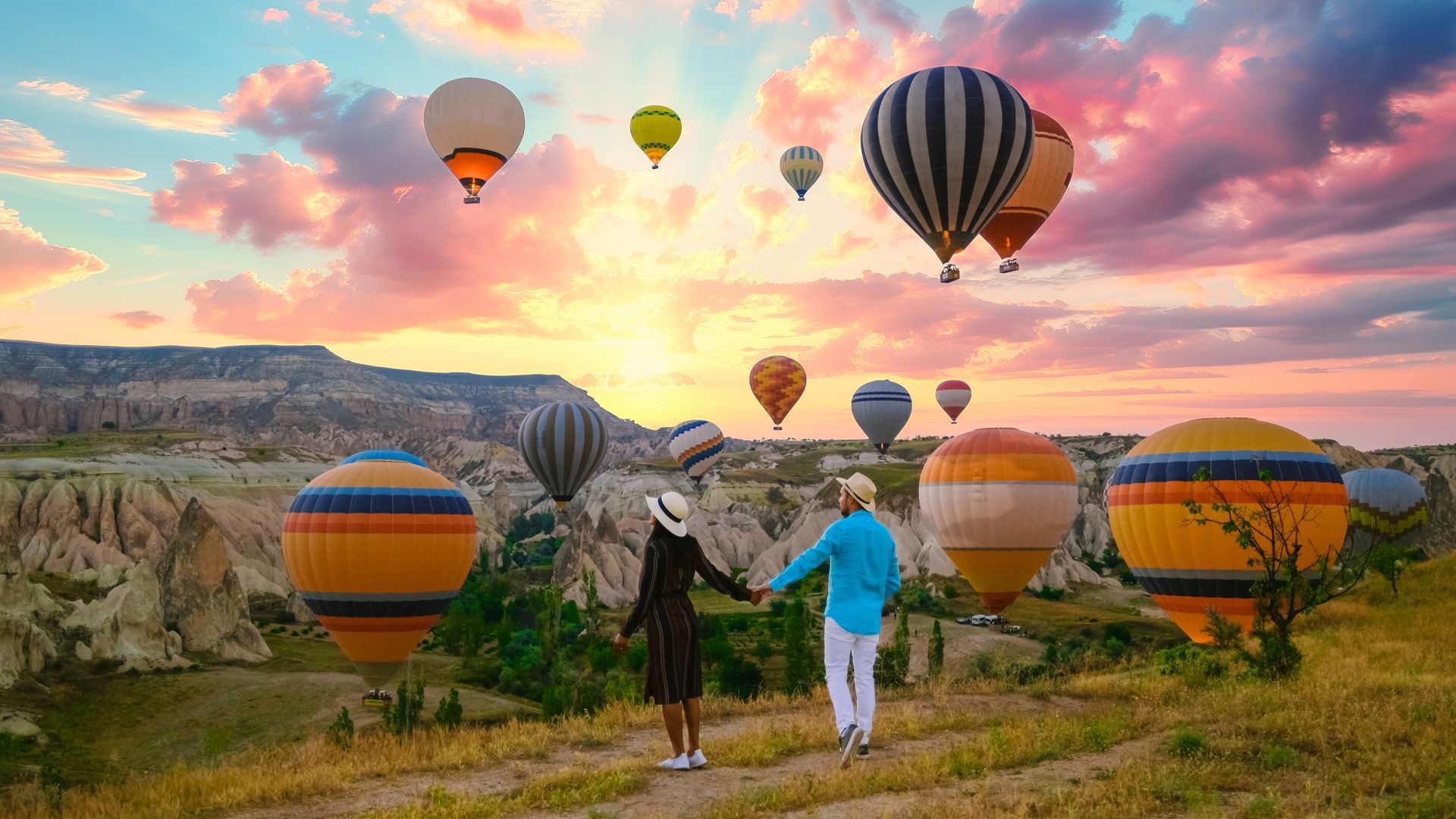 Couple and Hot Air Balloons