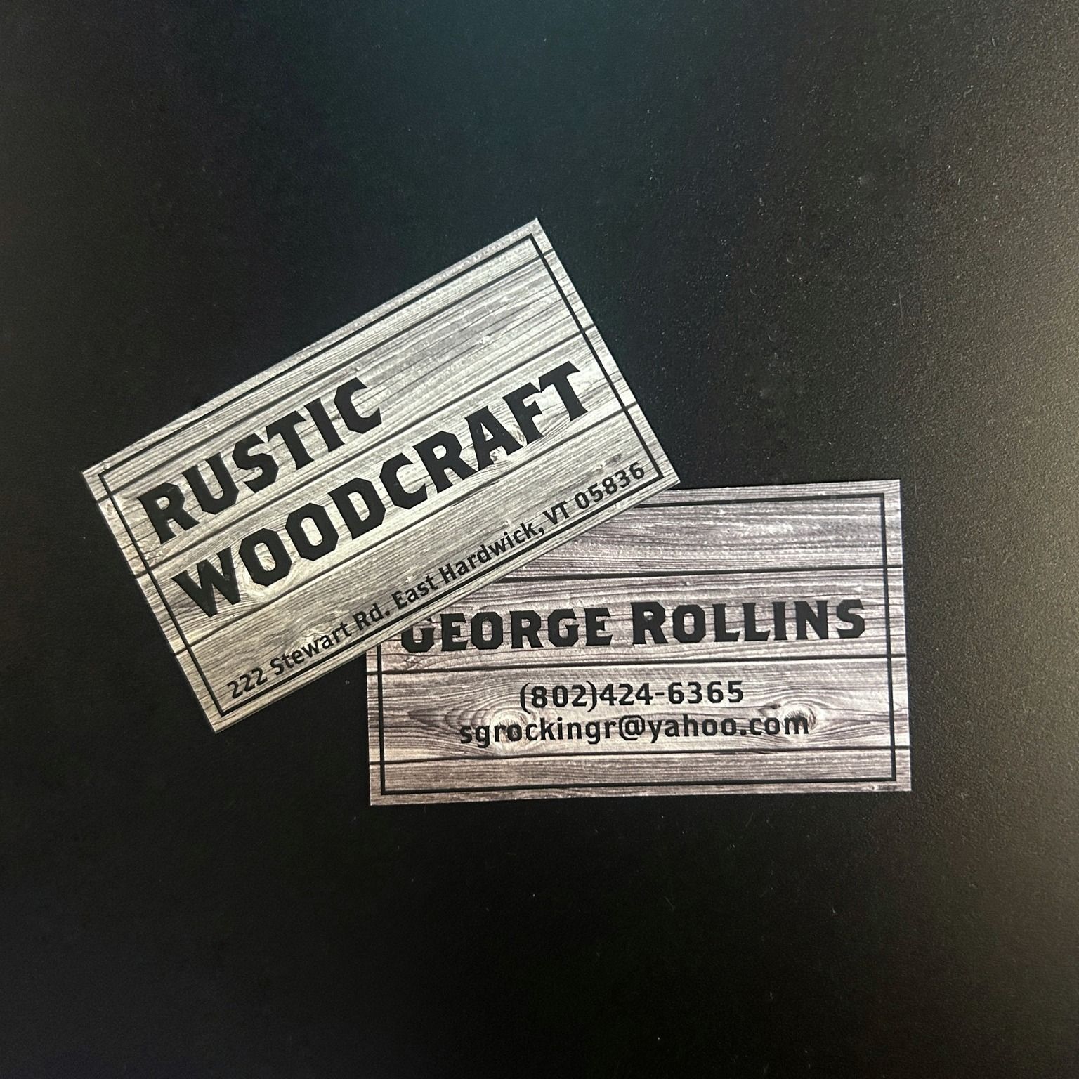 Two business cards: one for 