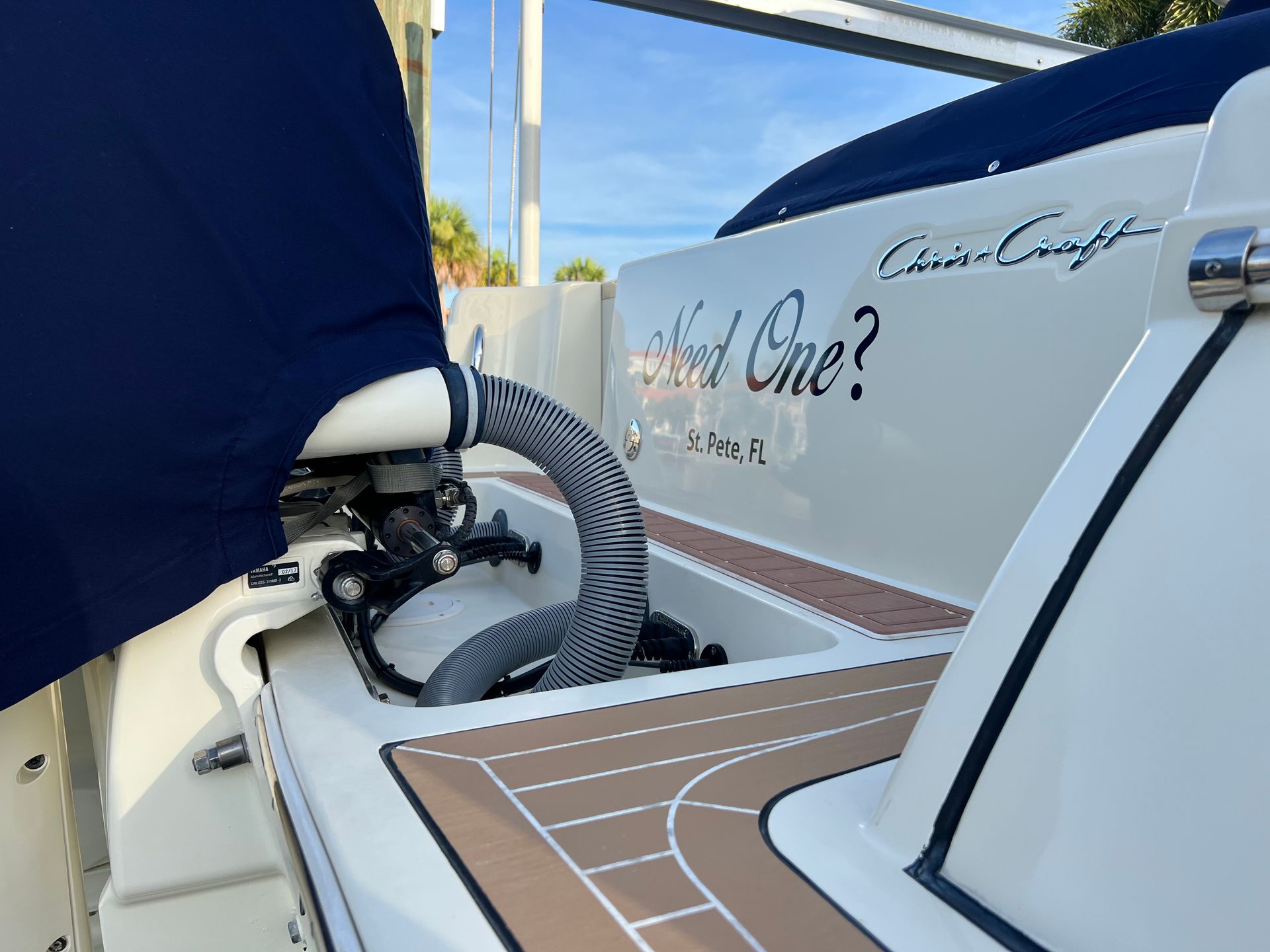 A boat with the word chef on the side of it