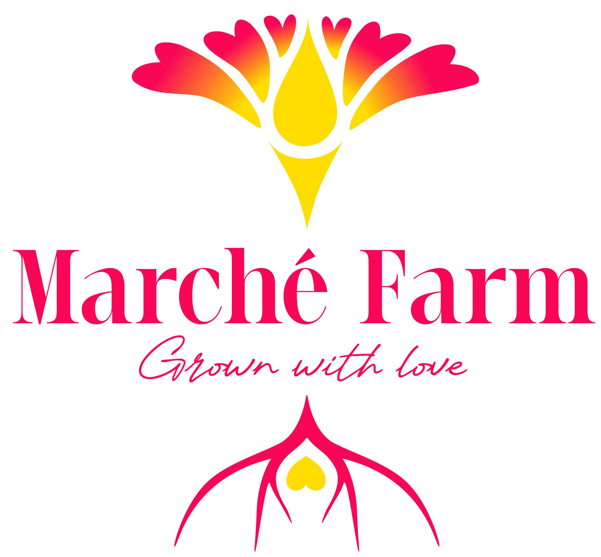 A logo for marche farm grown with love