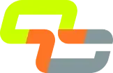 A yellow , orange , and gray logo on a white background.