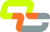 A yellow , orange , and gray logo on a white background.