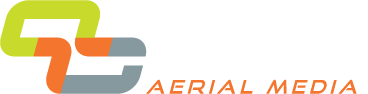 A colorful logo for aerial media with a white background