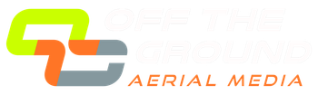 A colorful logo for aerial media with a white background
