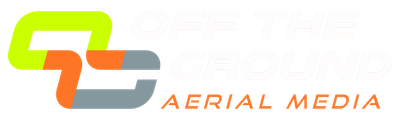 A colorful logo for aerial media with a white background