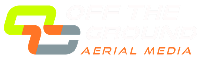A colorful logo for aerial media with a white background