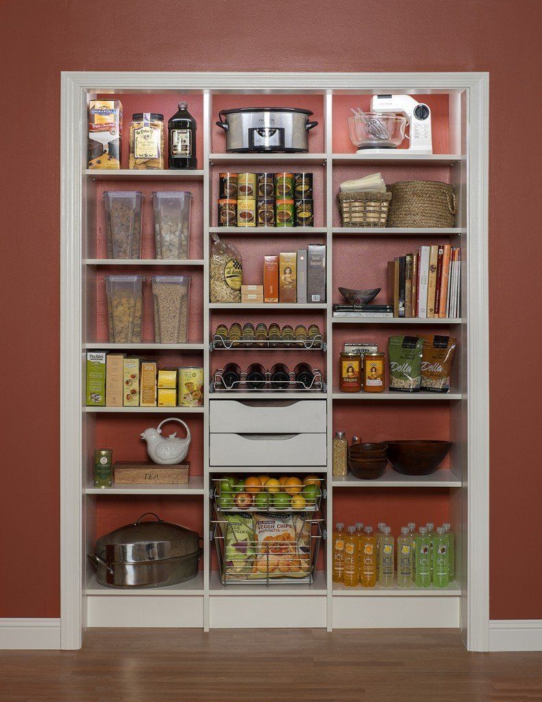 Custom kitchen pantry shelving in small closet