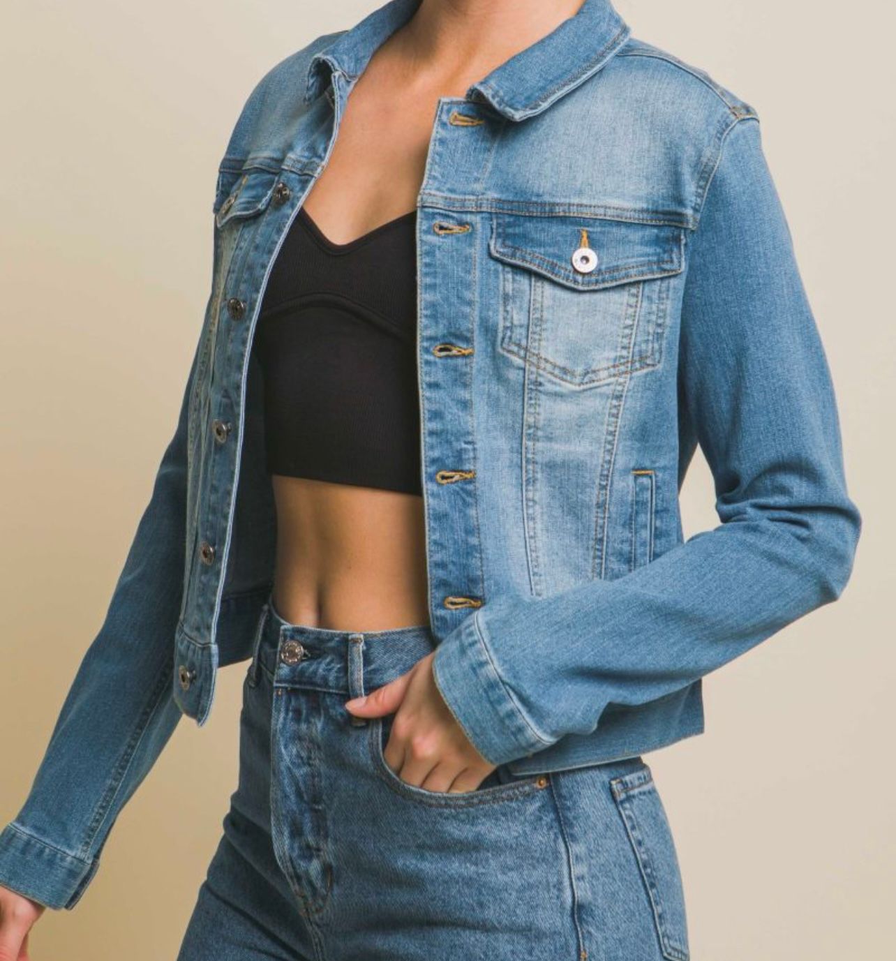 Distressed denim jacket