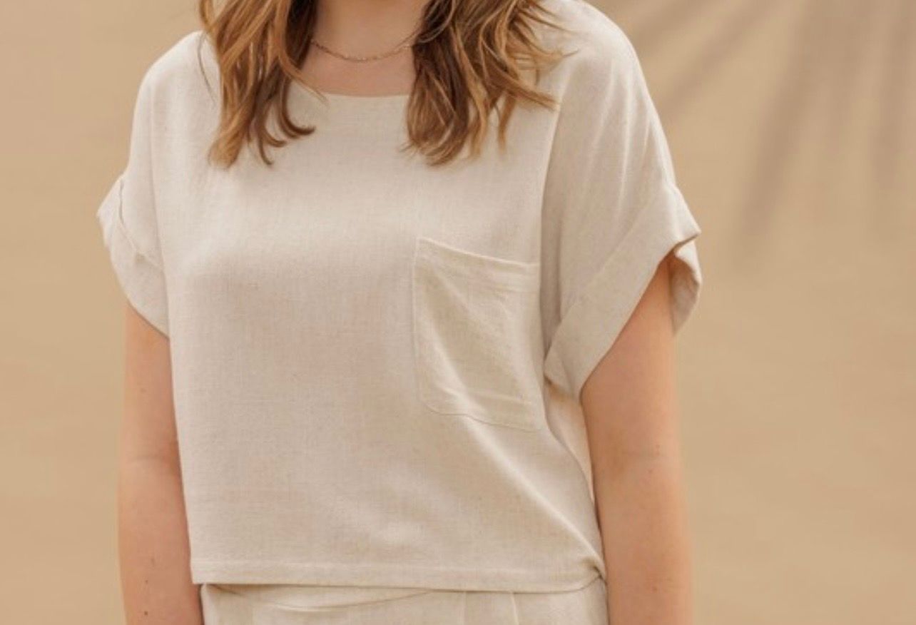 Linen blend top