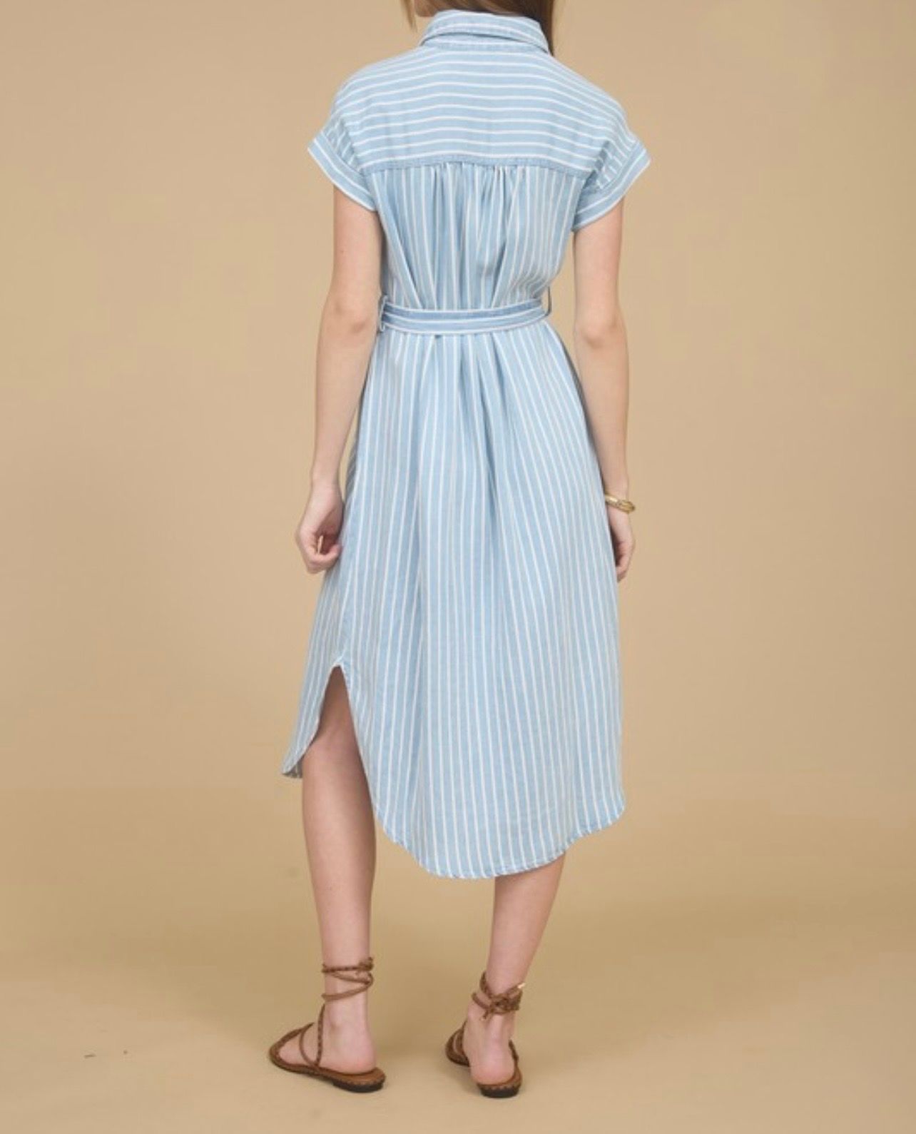 Striped chambray dress