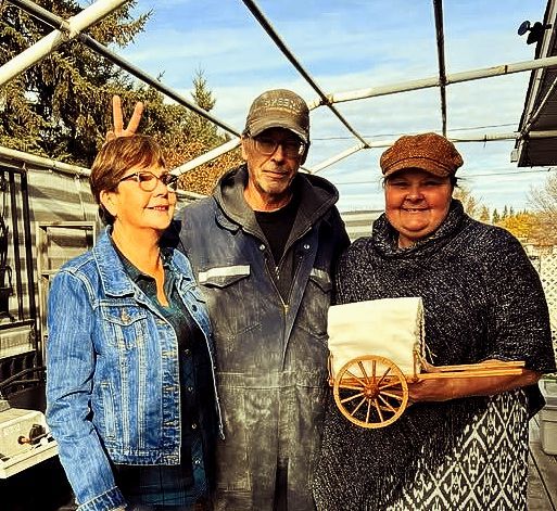 Garry Patterson in his workshop crafting Red River Cart replicas.