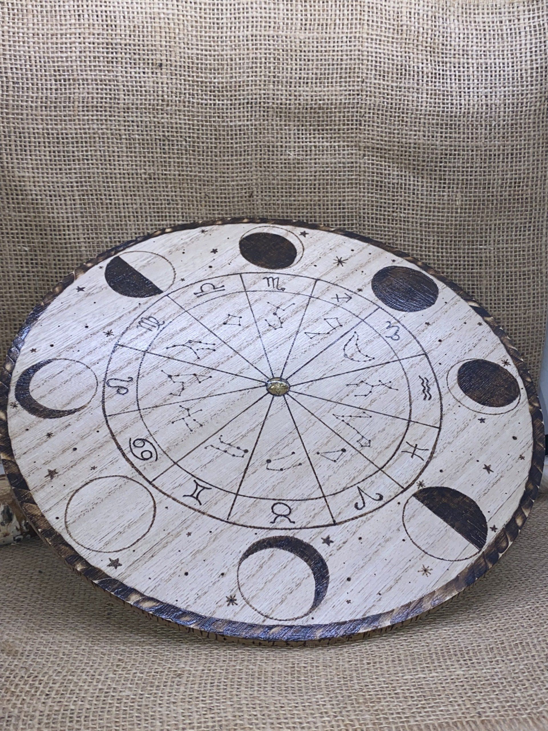 Hand burnt custom lunar altar board 