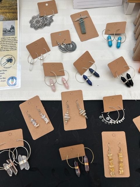 Assorted semi-precious crystal earrings.