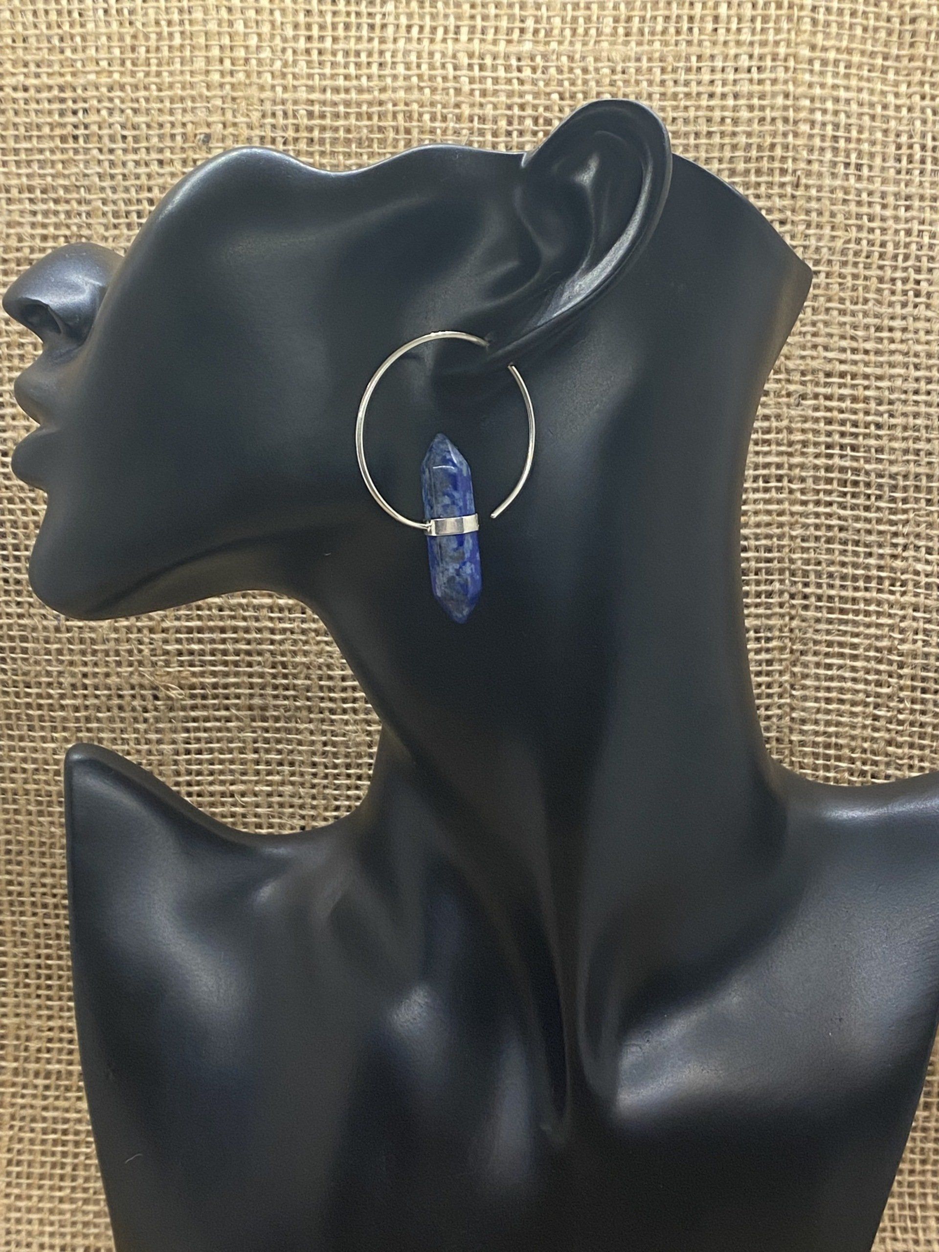 Lapis Lazuli Crystal Hoop Earrings