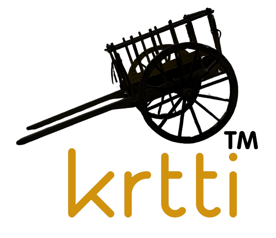 Krtti logo red river cart, birch tree and name

