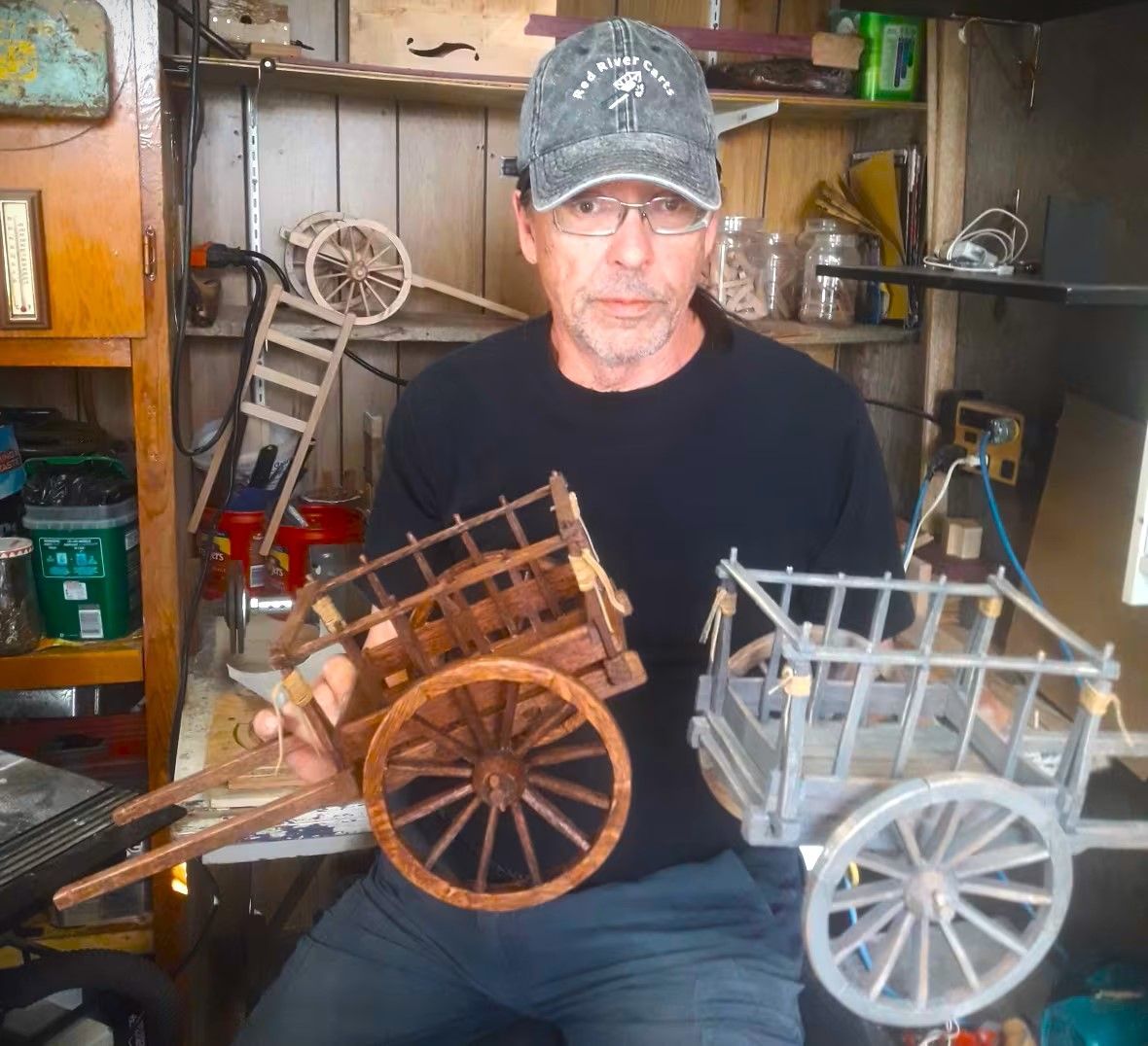 Garry Patterson showcasing handcrafted Red River Carts
