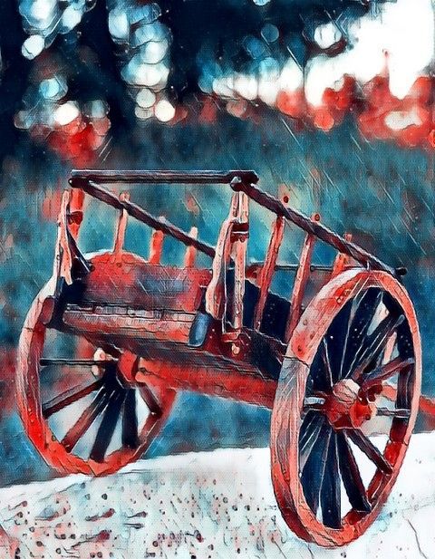 Water colour of the red river cart