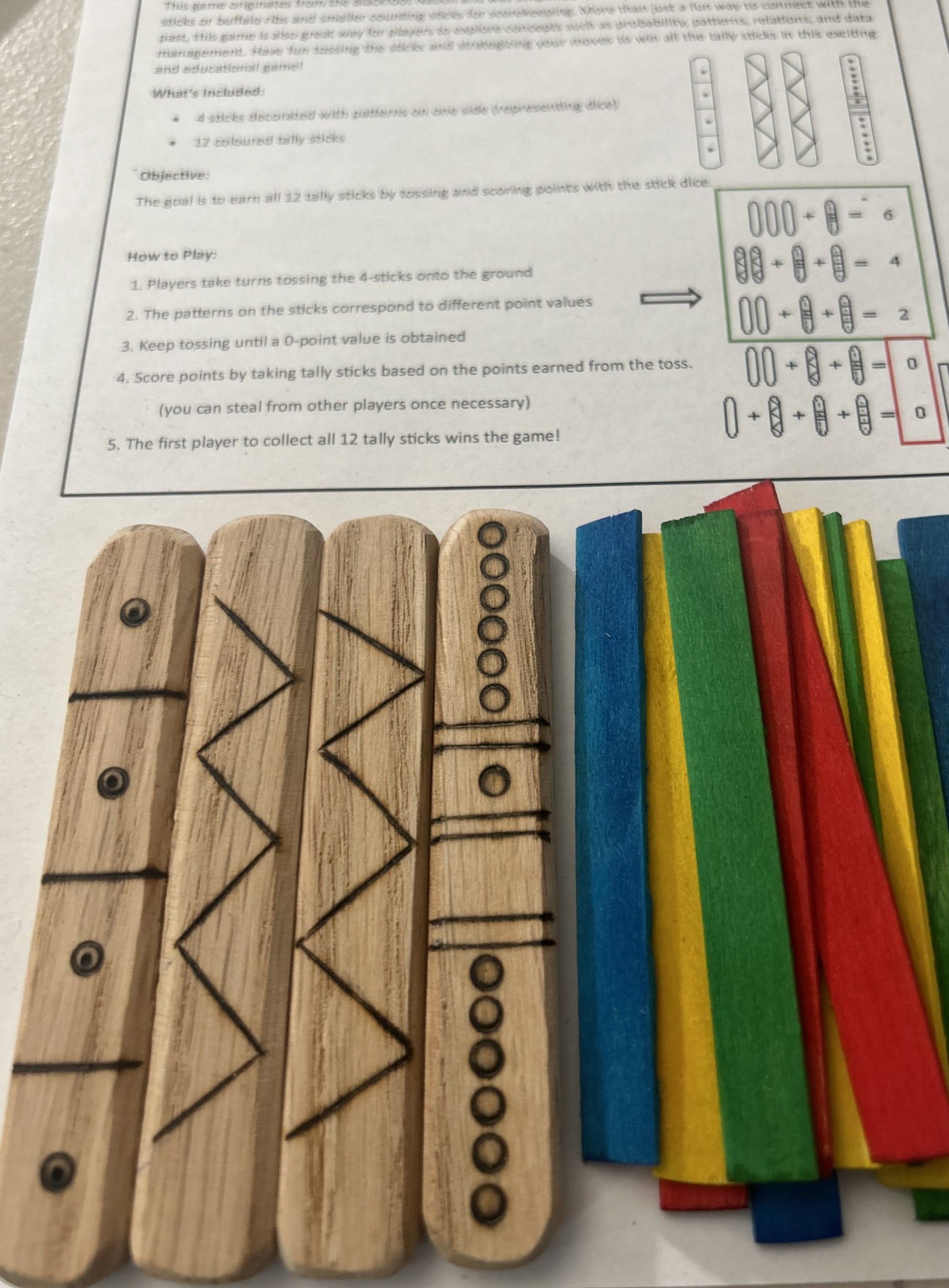Handcrafted Traditional Blackfoot Stick Game.