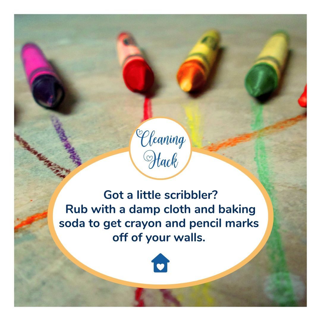 A bunch of crayons on a table with a cleaning hack